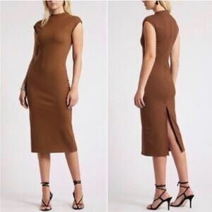 OPEN EDIT NWT smooth high neck midi dress S